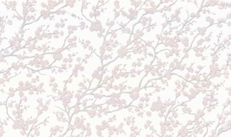 Обои белые с розовыми цветами вишни Артекс винил Вишня арт. 10316-01 Обои белые с розо