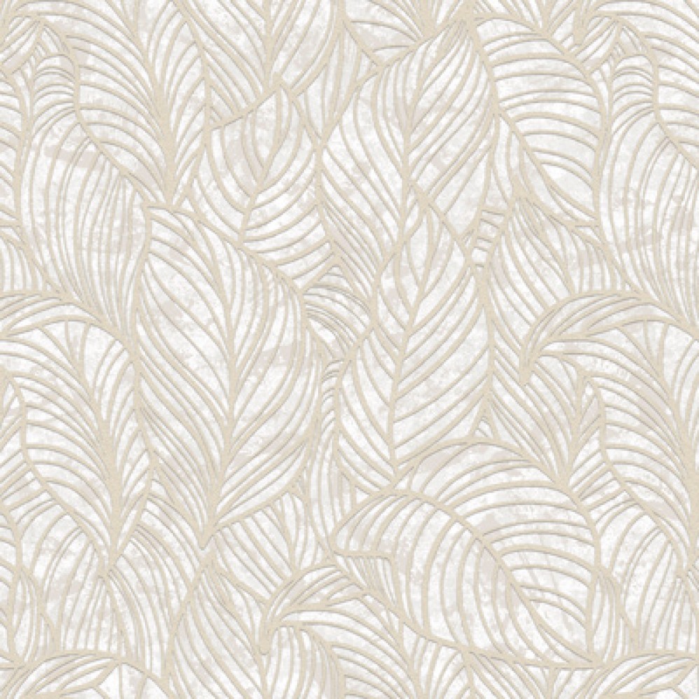 Обои белые листья на бежевом фоне Антураж винил Ricardo арт. 168542-24