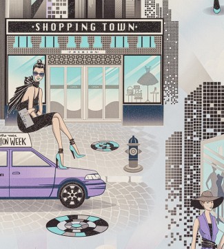 Обои тематические на фиолетовом фоне Артекс винил Модница арт. 10293-03 Обои с изображени