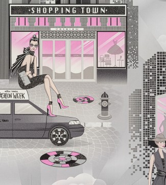 Обои тематические на сером фоне Артекс винил Модница арт. 10293-04 Обои с изображени