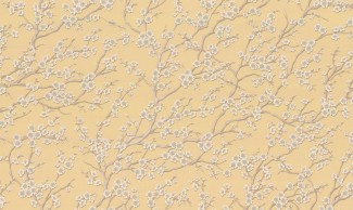 Обои желтые с белыми цветами вишни Артекс винил Вишня арт. 10316-06 Обои желтые с бел