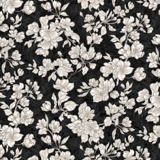Обои виниловые черные с белыми цветами  Антураж Jasmine арт. 168442-29 Черные обои с бел