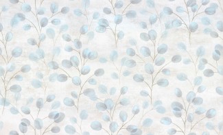 Обои голубые с изображением листочков и веточек Артекс винил Лунник арт. 10406-05 Обои голубые с из