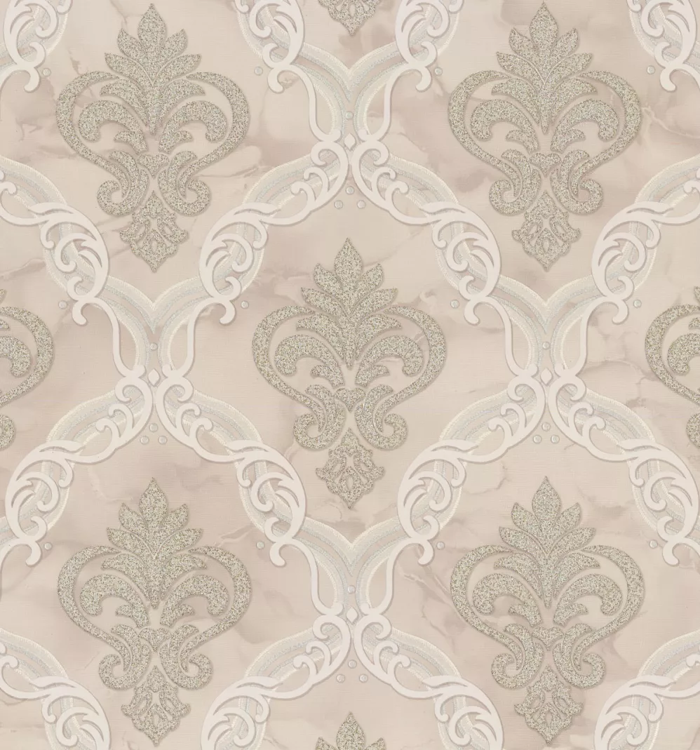 Обои бежевые Дамаск Euro Decor виниловые Marquise арт. 9097-02